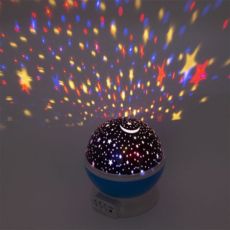 Blauer Nachtlichtprojektor mit USB-Anschluss, Rotation, farbenfroher LED-Sternenlichtprojektor für Partys, Feiertage und Hochzeiten (1/5)
