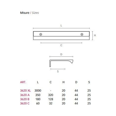 MANIGLIA MITAL 3620 BIANCO OPACO  MM. 32 BIANCO OPACO