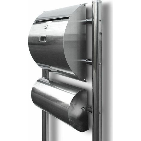 Edelstahl Standbriefkasten Briefkasten Postkasten Mailbox Letterbox Briefkastenanlage Freistehend Halbrund mit seperater Zeitungsrolle