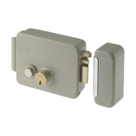 Yale serratura elettrica per cancelli mano sx scatola mm 130 x 105 entrata 70 mm pulsante cilindro interno ed esterno scrocco autobloccante completa di contropiastra tettoia per cancelli