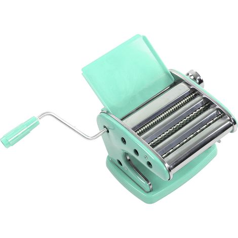 Machine à pâtes multifonction à manivelle pour lasagnes, fettuccine et raviolis, vert menthe, ventouse, 3 lames (1/5)