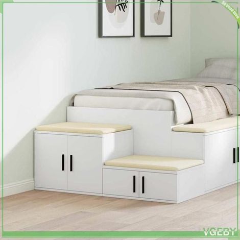 Armoire de rangement - ABI - Blanc - 127 x 41 x 40 cm - Bois d'ingénierie - 2 portes (1/5)