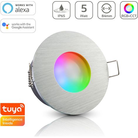 Einbauspot IP65 rund - Farbe: Alu-gebürstet - LED Leuchtmittel: GU10 5W RGB+CCT Smart (1/5)