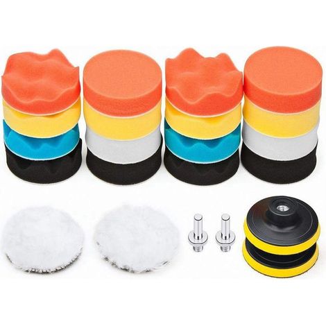 22-teiliges 80-mm-Polierpad-Set mit Polierschwamm für M10-Bohrer, geeignet für Bohrmaschinen, zum Polieren, Schleifen und Wachsen von Autos (1/4)