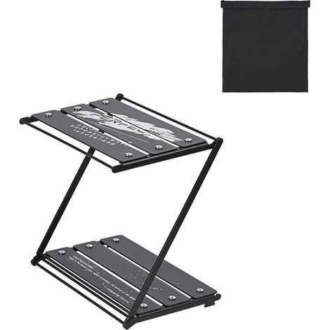 Estantería plegable de aluminio de 2 niveles, multiusos para camping, picnics y barbacoas, práctica para ahorrar espacio. (1/5)