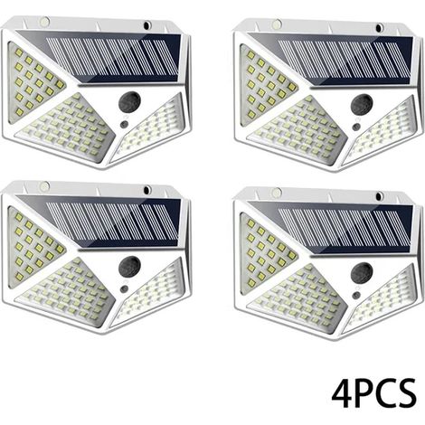 (Lot de 4 blancs) Lot de 12 lampes solaires d'extérieur sans fil avec détecteur de mouvement, étanches et compatibles avec les murs extérieurs et les jardins. (1/5)
