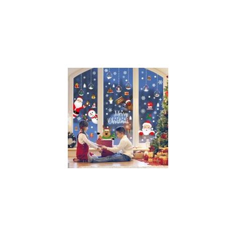 218 Pièce NoëL Autocollants Fenetre, Décoration de Noël Fenetre Stickers DIY Amovibles PVC Réutilisables Autocollant Fenetre pour Deco NoëL Intérieur - Crezuo