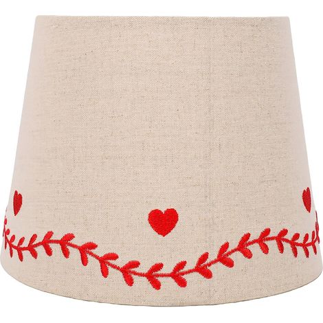 Konische Lampenschirme aus Leinen mit Stickerei, 8,46 x 6,5 x 6,5 Zoll (Rot) (1/5)