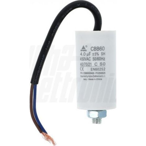 Alpha elettronica condensatore polipropilene con cavo 4 microfarad 450 volt cbb60g0400