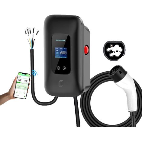 Ladestation für Elektrofahrzeuge, 3-phasig, Steuerung per App, 11 kW, 16 A, Typ 2 (1/2)