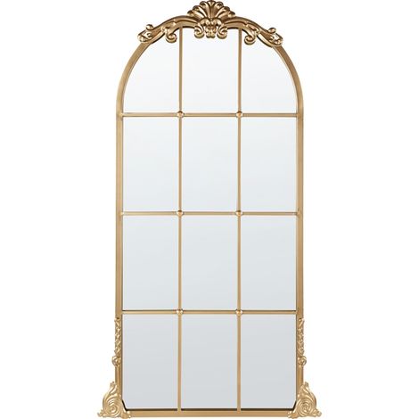 Specchio decorativo a parete stile finestra appeso 66 x 124 cm Oro Noidan