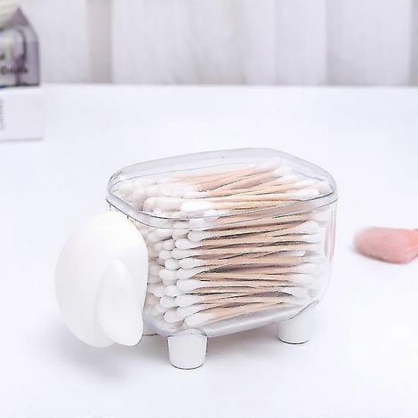 Transparente Aufbewahrungsbox aus Kunststoff mit Deckel für Wattebällchen, Make-up und Kosmetik, Weiß (1/5)