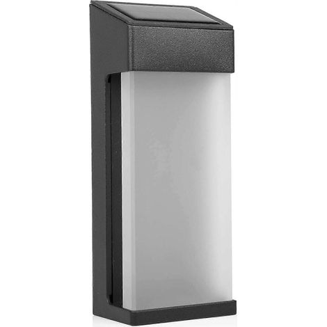 Applique murale solaire LED TTMA, verre dépoli, aluminium, 10 lumens, IP44 [Classe énergétique A++]-AquaForge (1/5)