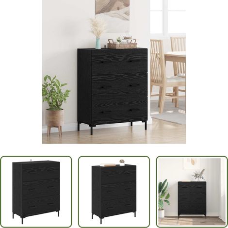 Buffet bois -  Buffet Chêne noir 69,5 x 34 x 90 cm Bois d'ingénierie et fer (1/5)