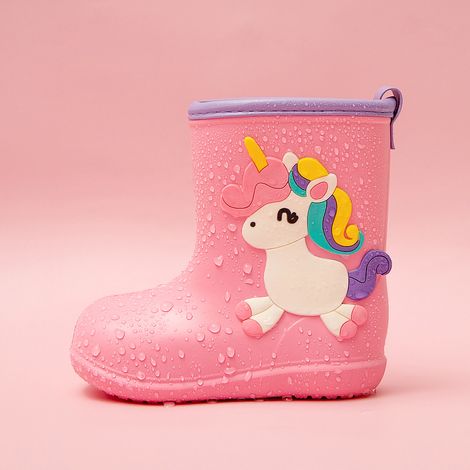 Bottes de pluie imperméables pour enfants, motif dessin animé mignon, semelle souple en EVA, rose, 16 cm / 6,3 pouces (1/5)