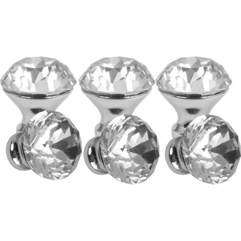 Domino Elegante Crystal A Möbelknopf 25mm in Chrom & Weiß  6 Stück
