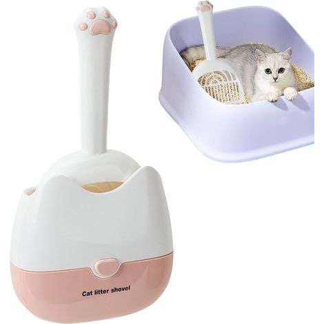 Pelle à litière pour chat, pelle à déjections canines murale avec support, outil de ramassage des déchets, design facile à nettoyer pour les déchets d'animaux domestiques, parc extérieur, cour (1/5)