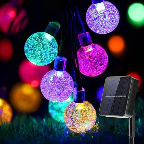 MINKUROW Stringa Solare Da Giardino, 12m Di Luci A Sfera Sferiche Impermeabili, 8 Modelli Di Sfere Di Cristallo Per Cortile, Patio, Recinzione, Albero Di Natale, Festa (Colore). (1/5)