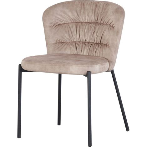 Dimo Sedia Jackie in Tessuto Beige con Gambe Nere in Metallo – Sedia Design Moderna (1/3)