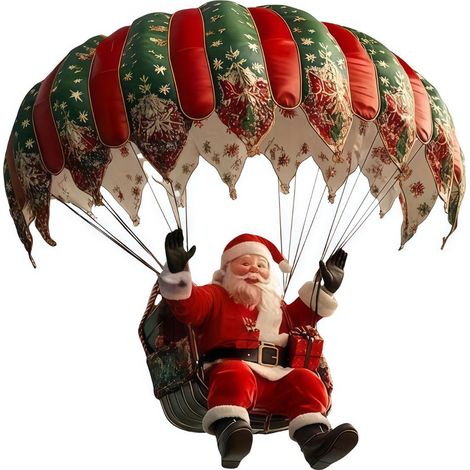 Décoration de Noël en acrylique 2D représentant le Père Noël en montgolfière – Nouvelle collection : petite clochette, petit cadeau, décoration pour sapin de Noël (1/3)