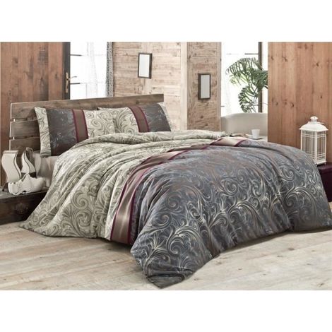 Bettwäsche - 1 Bettbezug 220 x 240 cm + 2 Kissenbezüge 60 x 60 cm - 65% Baumwolle, 35% Polyester - Grau