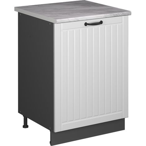 Mobiletto base cucina Fame-Line, Bianco rustico/Antracite, 60 cm 1 anta con piano di lavoro, Vicco (1/5)