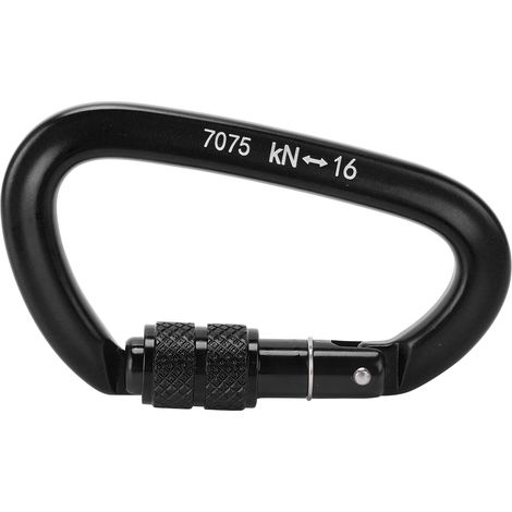 16KN Aluminiumlegierung Schraubkarabiner mit DR-Ring-Clip für Klettern und Wandern (Nr. 9 Schraubkarabiner Schwarz) (1/5)