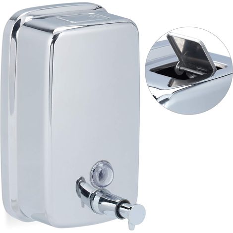 Distributeur de Savon Mural Fixation de Pompe en Acier Inoxydable pour Savon Liquide Lotion Gel Douche Argent (1/4)