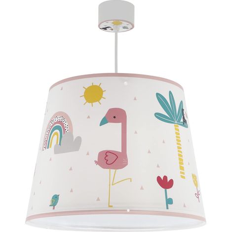 Lampe Suspension Enfant Flamand Rose Animaux arc en ciel, lustre chambre enfant, 82462, E27 (1/5)