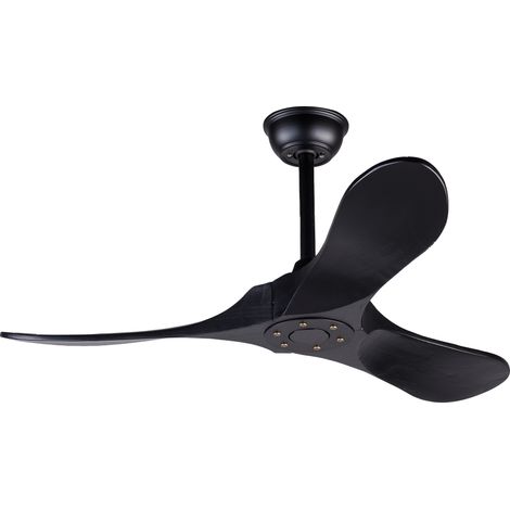 Ventilador de techo negro de 42 pulgadas, 3 aspas de madera, sin luz, con mando a distancia (1/5)