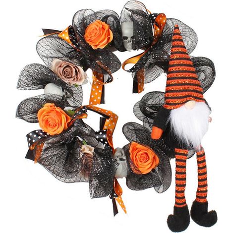 Türhänger mit Geisterblumenring und gesichtslosem Mann – Halloween-Dekorationen fürs Haus