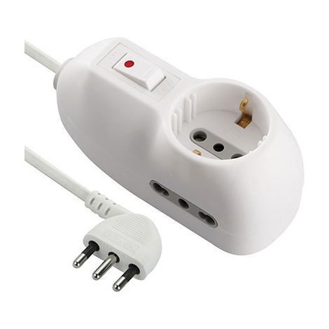 MULTIPRESA BIP. + SCHUKO +TERMICO 620 ELECTRALINE - BIANCO POSTI 3 2P+T 10A n°XMMQ 3X075 MT 1- 2 pezzi