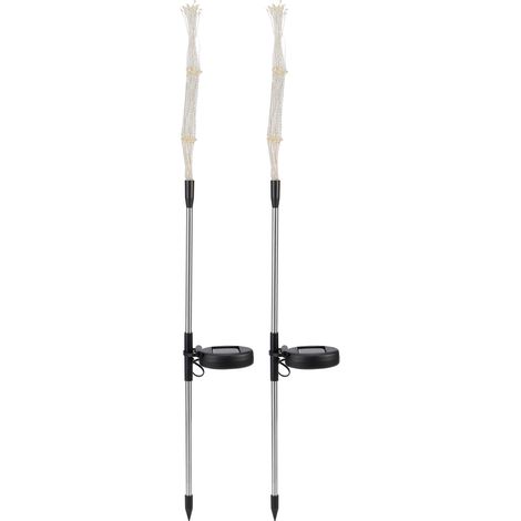 Lot de 2 lampes solaires LED étanches IP44 à 105 LED, effet feux d'artifice, pour jardin, allée et éclairage extérieur (lumière chaude). (1/5)