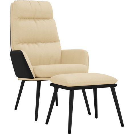 Relaxsessel mit Hocker Creme Stoff und Kunstleder vidaXL (1/5)