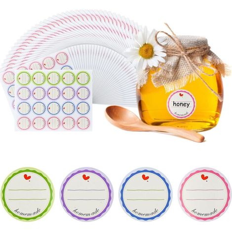 Étiquette Ronde Autocollante - 800 pièces, Étiquette Ronde 38mm 4 Couleurs - Confiture/Conservation (1/5)