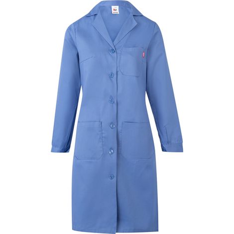 Bata industrial de mujer manga larga y cierre central de botones VELILLA Serie 908 54 Celeste