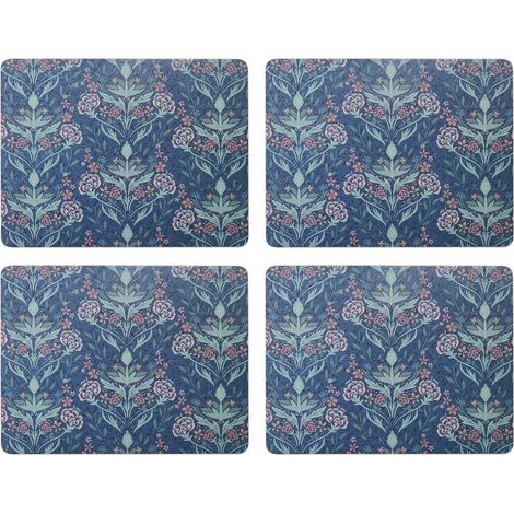 Creative Tops Arts and Crafts Juego de 4 manteles Individuales rectangulares, diseño Estampado, Parte Trasera de Corcho, Resistentes al Calor, Antimanchas, 30 x 22 cm, Azul