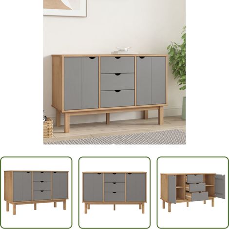 Buffet scandinave - Buffet OTTA Marron et gris 113,5x43x73 cm Bois massif pin (1/5)
