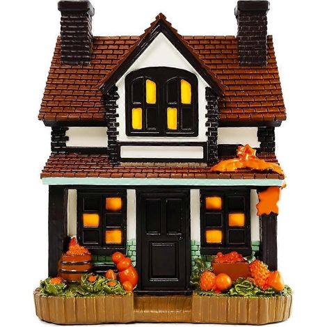 Lighted Fall Village House décor, Resin Halloween Pumpkin Cottage Figurine avec LED, pour Mantel Étagère Autumn décoration de la maison (1/5)