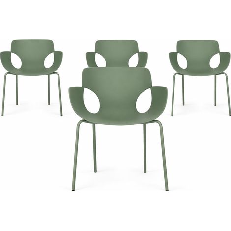 Lot de 4 chaises avec accoudoirs LENNOX – Intérieur-extérieur-Vert (1/5)