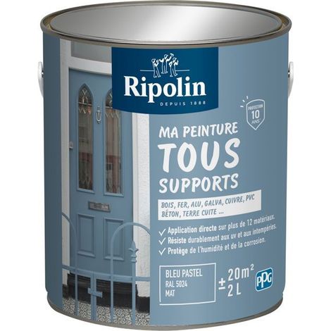 Peinture multi-supports - Bleu pastel - RAL 5024 - Mat - Ripolin - 2L