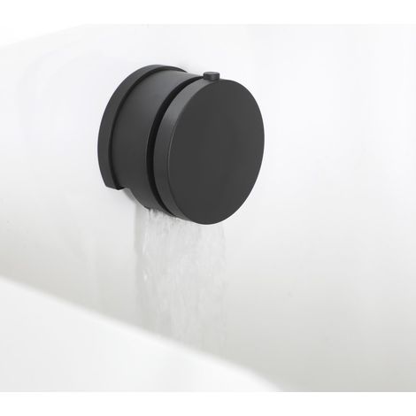Milano Nero Overflow Bath Filler Tap and Pop Up Click Clack Waste - Black (1/3)