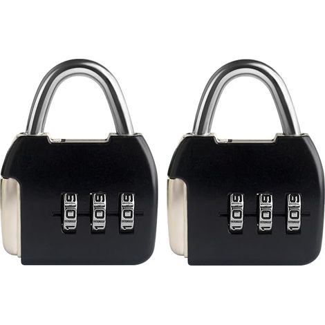 Lucchetto a combinazione, lucchetto a 3 cifre, lucchetto da viaggio per valigia, armadietto mini, borsa, cassetta degli attrezzi, cerniera zaino (nero)