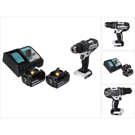 Makita DHP 482 RF W Perceuse-visseuse à percussion sans fil 18 V 62 Nm + 2x Batteries 3,0 Ah + Chargeur (1/5)