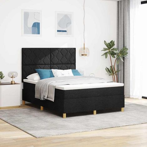 vidaXL Letto a Sorgente LED con testiera Nero 160 x 200 cm Tessuto (1/5)