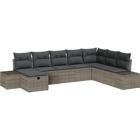 Maison Exclusive - Garten-Sofa-Set mit Kissen 8 pcs Grau Poly Rat