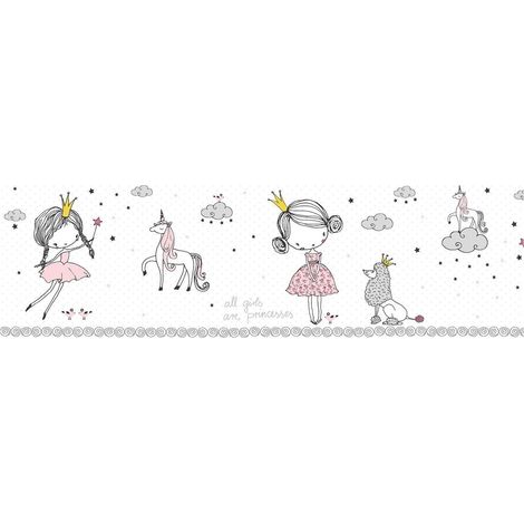 Graphic wallpaper wall Profhome 403755 self-adhesive border slightly textured with graphical pattern matt pink grey white 0.75 m2 (8.07 ft2) (1/5)