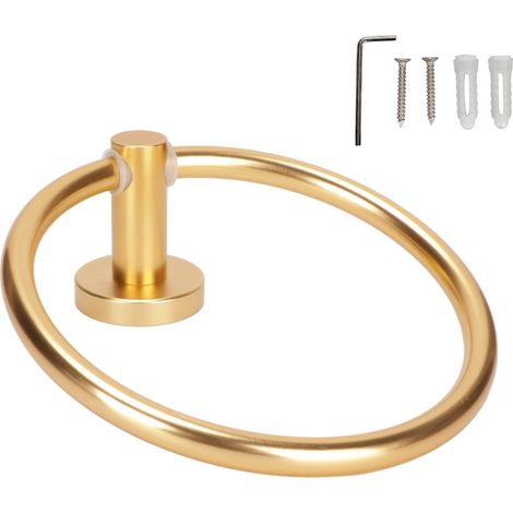 Toallero redondo moderno de aluminio cepillado para baños, barra de ducha en oro antiguo para hoteles y balcones – 17 cm (1/5)