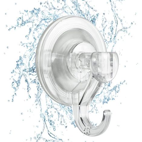 Hochleistungs-Saughaken – 2er-Set wasserdichte und wiederverwendbare Duschhaken – Abnehmbar für Fenster, Glastüren, Kleiderbügel, Küchenfliesen und Duschwände im Badezimmer. (1/4)