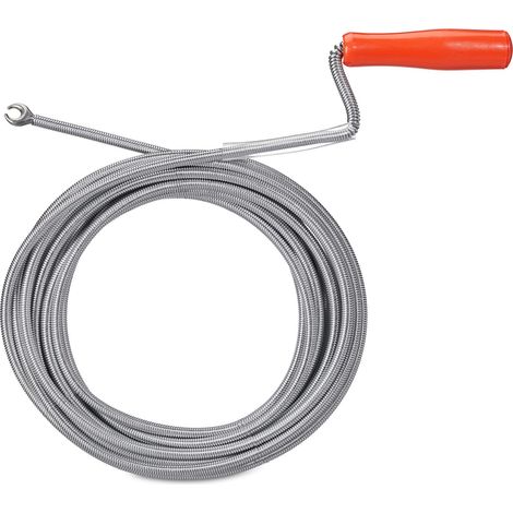 Relaxdays Spirale de Nettoyage de tuyaux avec Pince, Nettoyage mécanique tuyaux, WC, Douche, éviers, 9mmx 10 m,argenté (1/5)